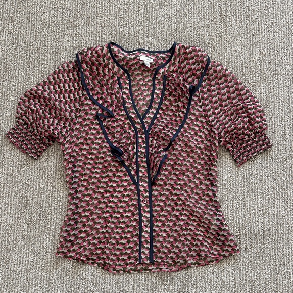 Odille Tops - Odille sheer puff sleeve button down blouse